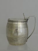 Solid Silver Mustard Pot the cylindrical mustard pot features a hinged cover with looped thumb