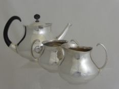 Silver plated Tea Set Eric Cements Mappin & Webb, comprising Tea Pot ebony handles, milk jug,