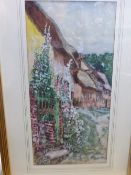 Artist Unknown Watercolour and Guache on Paper `Row of Cottages` 16 x 34 cms together with a