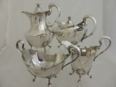 Solid Silver Tea/Coffee Set comprising Tea Pot, Coffee Pot, Milk Jug and Sugar Bowl, dated 1926/