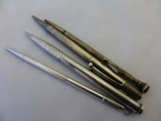 Collection of misc. propelling pencils incl. silver pens, silver hallmarked yard `o ` lead, C & C