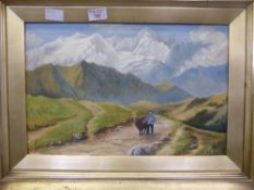 Original Oil on Canvas, Himalayan Scene, 43 x 28 cms.