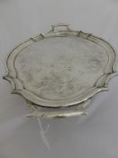 Solid Silver Salver London hallmarked, dated 1924/25, pie crust edge and twin handles, 57 x 36.5