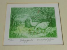 Dorothy Lloyd Griffiths depicting two geese in an orchard entitled `Goosy Gander`, 58/200 signed