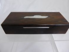 A hand made Riva rosewood gent`s jewellery box, the box being inlaid with a solid silver hand