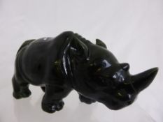 Spinach Green Jade carving of a white Rhinoceros.