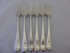 Six Georgian Solid Silver Small Forks, London hallmarked, m.m R.C approx 210 gms.