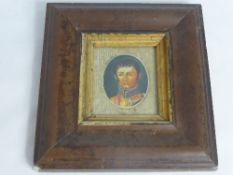 Miniature Painting on Ivory (possibly) depicting an Army officer signed bottom right Vanpue. 6.5 x 5