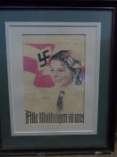 Three Hitler Youth posters, dated 1939 - 1943, framed and glazed, approx. 17 x 23 cms. together with