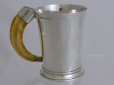 Solid Silver Tankard, Birmingham hallmark, m.m Huskin & Heath, dated 1937/38, approx weight 370 gms,