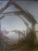 Acrylic and other medium Abstract Work entitled `Old Fishing Hut`, signed possibly Lerogh dated