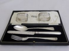 Solid Silver Victorian Christening Set comprising Knife, Fork and Spoon, London hallmarked dated