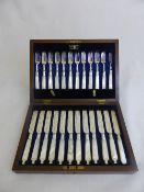 Solid Silver Fruit Knives and Forks, with mother of pearl handles, Sheffield hallmark, m.m