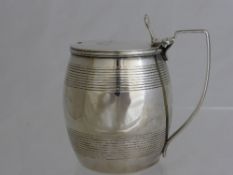 Georgian Silver Mustard Pot the pot features a thumb hinged lid, with original blue liner, London