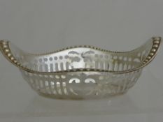 Solid Silver Lattice work dish, Birmingham hallmark, m.m CFC & Co, approx 75 gms together with a