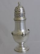 Solid Silver Sugar Shaker, Birmingham hallmark 1927/28, Harrods London, 22 cms height, 440 gms.