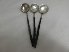 Set of Three Miniature Round Ladles, London hallmarked, the ladles with m.m Henry Holland dated