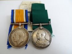 A Great War and long service medal to 2053 D C Jameson RNR