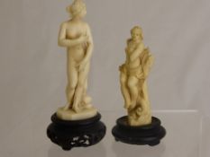 Two Classical Figures of Women, the ivory figures depicting Venus and one other (waf)