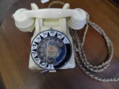 Cream Bakelite Rotary Dial Phone - with original cable and directory plate beneath.