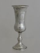 Solid Silver Toasting Goblet, the goblet etched with a shield design, etched with the letters M S,