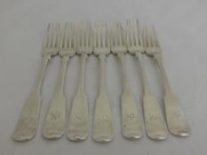 Seven Glasgow Forks, the Georgian forks m.m Phillip Grierson five dated 1824 and two other m.m dated