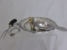 Collection of Silver Plate to include part Oneida cutlery set, tea strainer, card tray, pickle