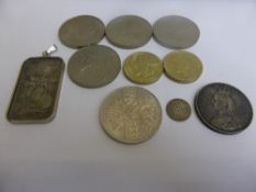 Collection of assorted coins incl. crowns, £2 pieces together with an 1887 Victorian crown and a .