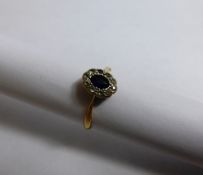 Sapphire and Diamond Platinum Lady`s Engagement Ring, 18 ct, ring size N, 1,4 gms.