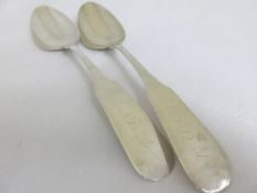 Two American solid silver serving spoons, mm E E Bailey & Co. approx. 85 gms.