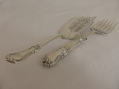 Victorian Serving Fork Sheffield hallmark, 1865 - 1866 together with a Victorian London hallmarked