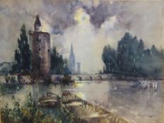 After Frank H Mason 1876 - 1965 - an original watercolour depicting Bruges approx. 30 x 23 cms