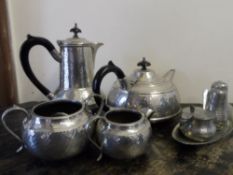 Collection miscellaneous pewter including a part pewter tea and coffee set.