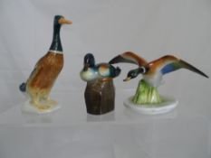 Royal Doulton Figures including a duck HN132, 8.5 cms height a/f, together with a similar Mallard