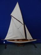 Handcrafted Wooden Pond Yacht the yacht being 1 meter in length to include the prow.