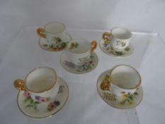 Collection of miniature porcelain incl. miniature teacups and saucers depicting the months of the