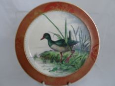 Royal Doulton Plate the plate painted by George Burn depicts a wading bird amongst reeds.