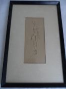 A black and white drawing of a naked lady, provenance New York, approx. 22 x 10 cms together with