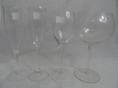 Miscellaneous Glass comprising twelve large wine tasting glasses, six white wine glasses, eight