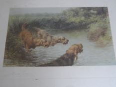 Two prints depicting dogs, signed Maud Earl, the first depicting a Setter and the other three