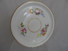 Swansea Porcelain Plate circa 1814, the plate painted with roses, cosmos and marigolds, label to the
