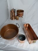 Miscellaneous Copper including Art Nouveau lidded jug with tulip design, miniature copper and