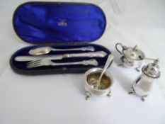 Solid silver Victorian hallmarked christening set, London hallmark, George Angel, in original