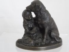 Bronze study of a `Girl and her Retriever` entitled `Gemma & Jeremy by A. Wynne Heredities.