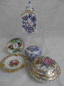 Miscellaneous collection of porcelain comprising Meissen Onion Pattern Trinket dish, lidded jar in