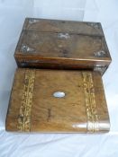Mahogany Box decorated with inlay together with a writing slope decorated with mother of pearl