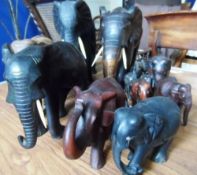 Miscellaneous collection of carved hard wood elephants (12).