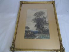 David Cox dated 1843 - Victorian watercolour entitled “Brooks End “framed and glazed, approx. 22 x