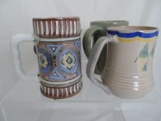 Miscellaneous collection of pottery mugs and tankards including Gouda, Norwegian, South African