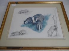 Nigel Hemming Prints depicting Badgers and Fox. (2) both prints framed and glazed.